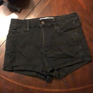High rise black short shorts